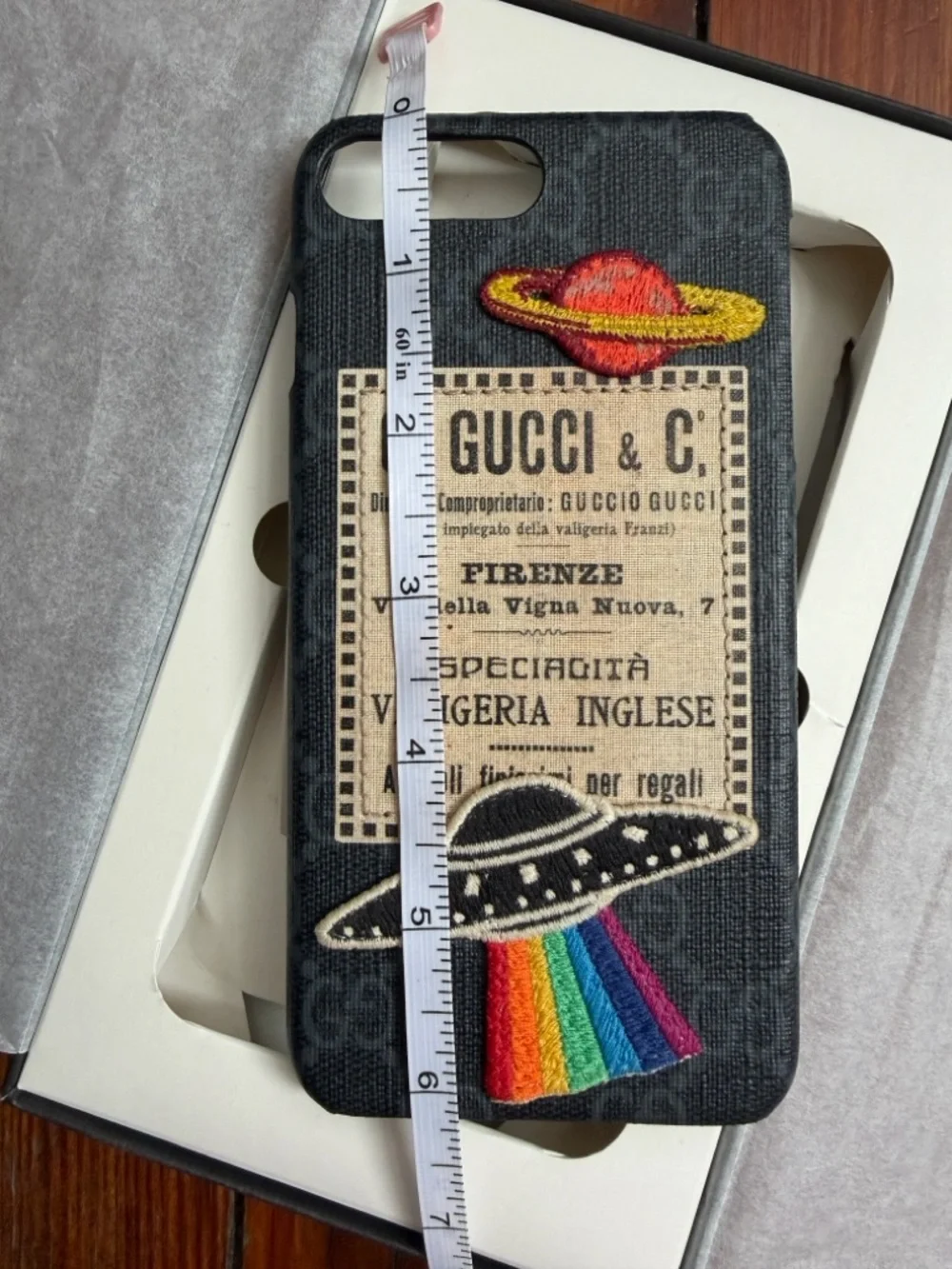 Gucci Black Embroidered UFO & Planet Denim iPhone Case